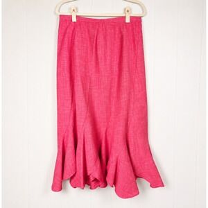 Pink Coral Mermaid Tulip Hem Midi Skirt Retro‎ Pinup Coquette Waist 32